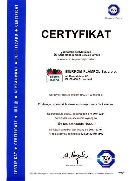 Certyfikat HACCP